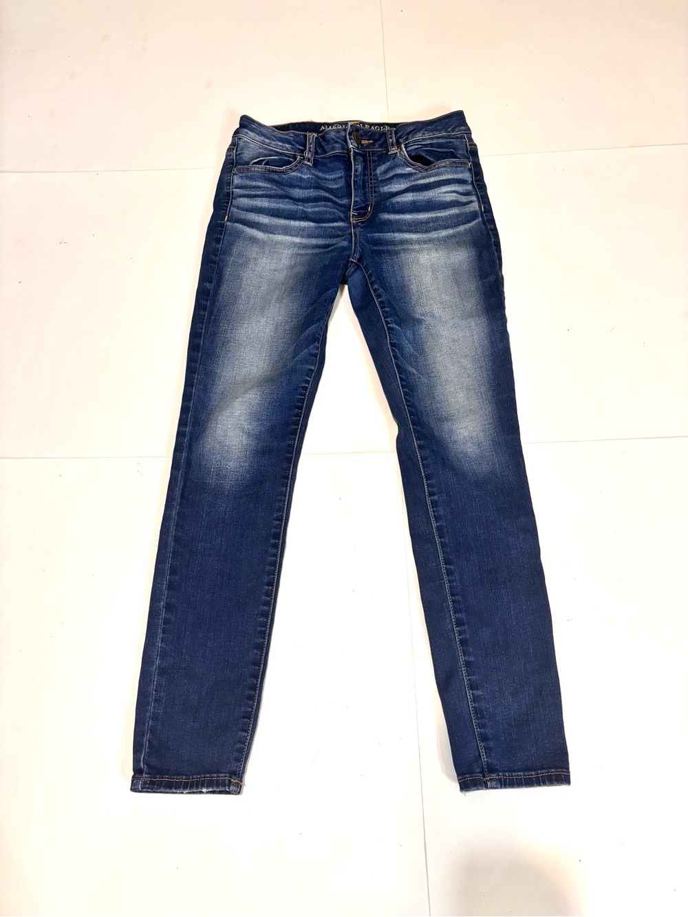 American Eagle Outfitters Light and Dark Blue Two-Tone Denim Waistband